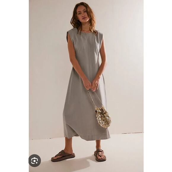 Free People Dresses & Skirts - Free People Beach Frost Bite Gray Simone Midi Dress Large